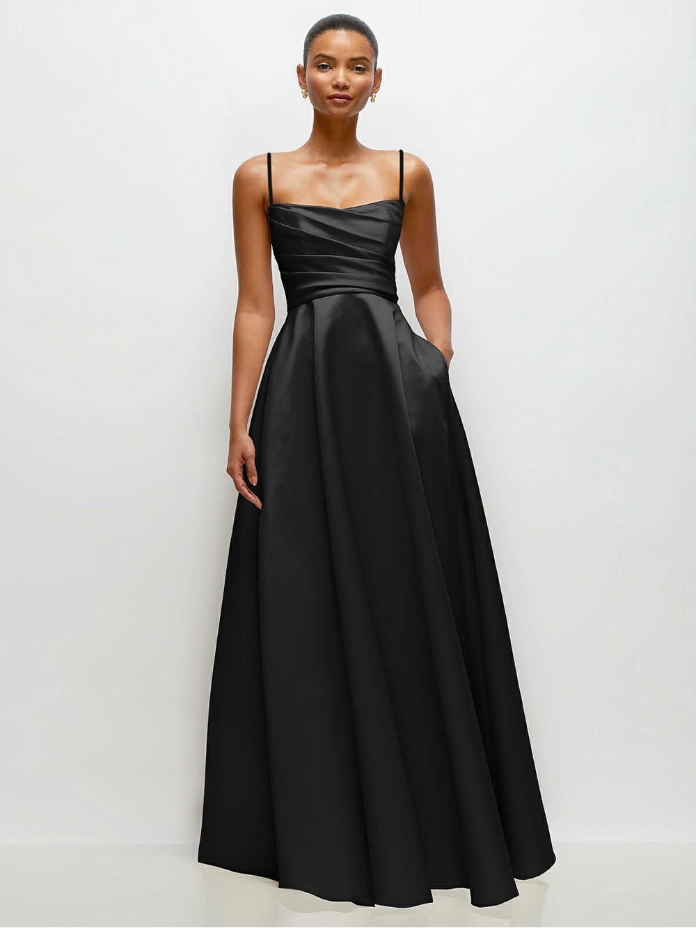 Dessy Collection Draped Satin Gown